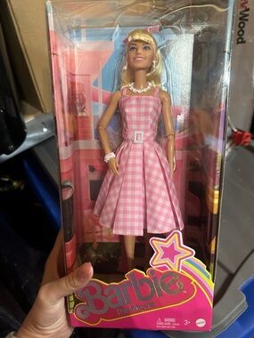 Barbie Pink Gingham Dress Doll with Blonde Hair